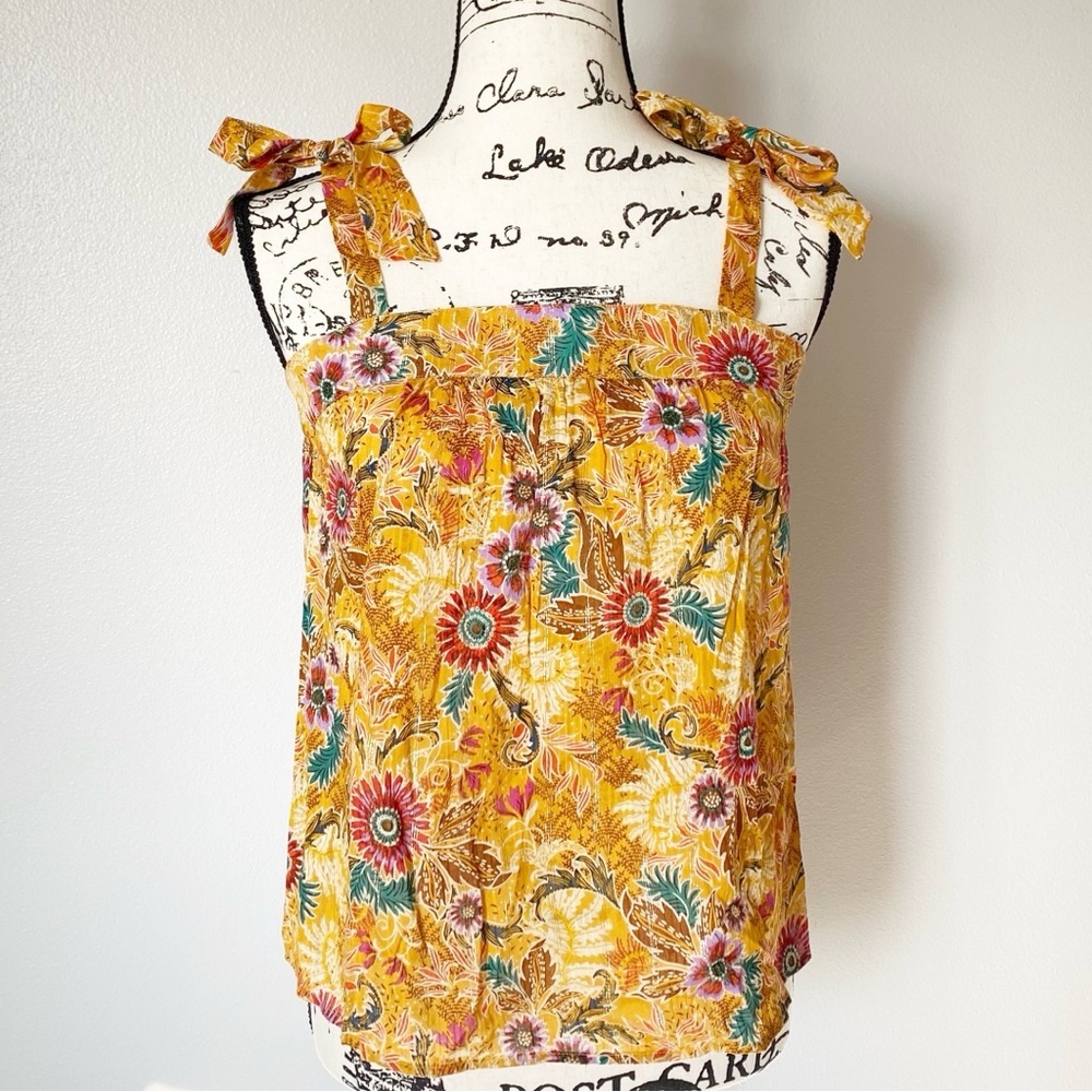 The Buckle Willow & Root Yellow Floral Top Adjustable Straps Women’s XS NWT